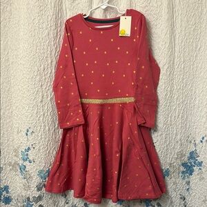 Mini Boden Pink golden stars ballerina dress size 8-9y
